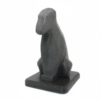 Sculpture commémorative pour chien Our faithful buddy de profil, art funéraire animalier gris anthracite