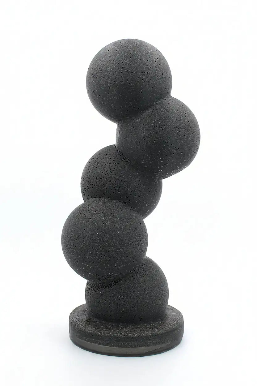 Sculpture hommage AXIS en sphères empilées pour cendres d'animaux, design vertical gris